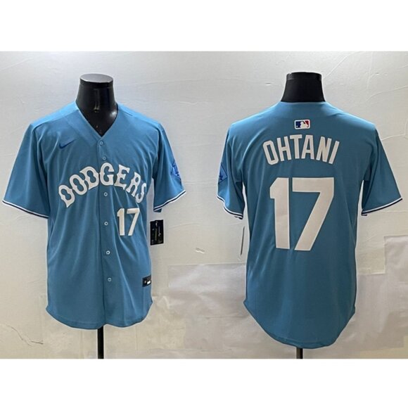 Mens Youths Kids Womens Shohei Ohtani Light Blue Stitched Jersey